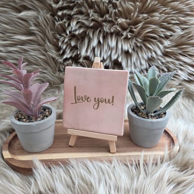 Robuust wenstegeltje - Love You! – Romantische Decoratietegel met Tekst – Perfect Cadeau voor Liefde, Valentijn en Jubileums - Trendy nu - 10x10 - Valentijnsdag - Verliefd – Liefde