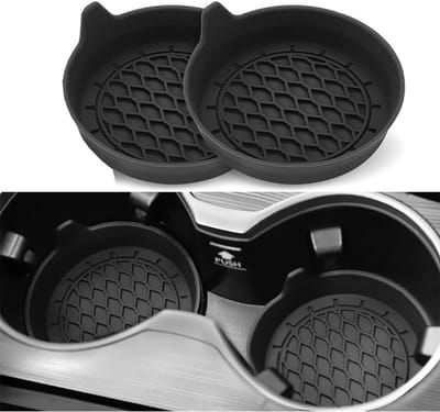 Thijox - Onderzetters voor Bekerhouders in de Auto - Universele Siliconen Coasters - Waterdicht, Antislip, Verhoogde Rand - 3,1 inch - Ideaal voor SUV