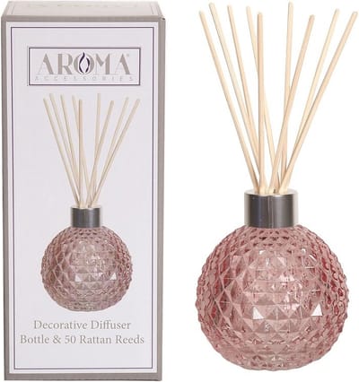 Geurstokjes - Woodbridge - Diffuser - Lege Glazen Geur Verspreider met 50 rotan stokjes (rose)