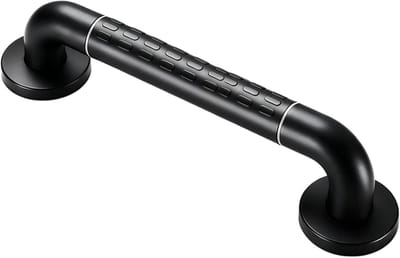 Zwarte handgreep voor badkamer, antislip veiligheidsbeugel voor douche, bad en toilet, balanshulpstuk voor mindervaliden, roestvrij staal (30 cm)