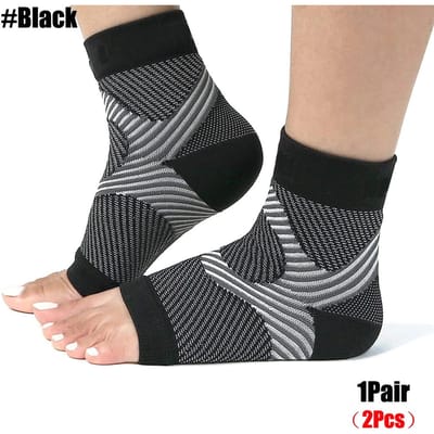 1 Paire de Chaussettes de Compression pour Soulager la Fasciite Plantaire pour Femmes Hommes Évacuation de l'Humidité Bout Ouvert Améliorer la Circulation Réduire les Gonflements S-M noir