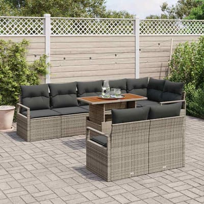 vidaXL - Tuinbank - Set - 9 - st - 8-Aantal - zitplaatsen - Grijs - en - Bruin