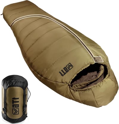 Lichtgewicht en compacte mummyslaapzak voor volwassenen, 3-4 seizoenen, waterproof, ideaal voor kamperen, trekking en bergbeklimmen tot 185 cm, 0-10 °C