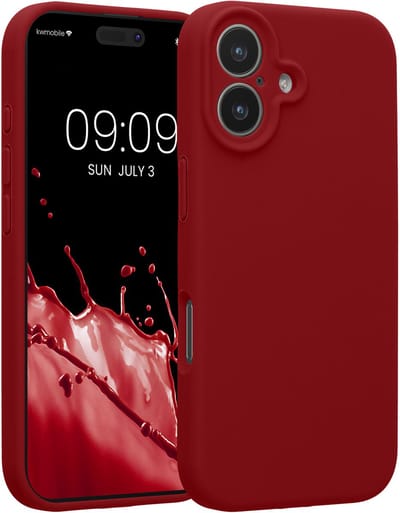 kwmobile telefoonhoesje geschikt voor Apple iPhone 17 - TPU backcover met siliconen coating - Smartphone case in rabarber rood