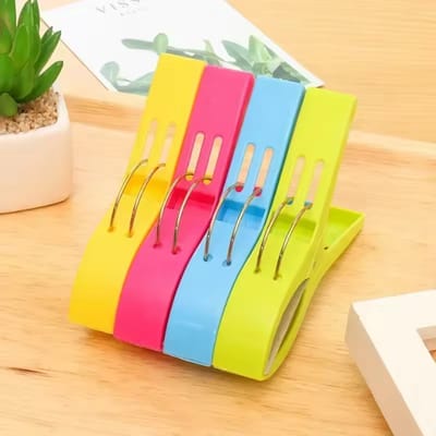 New Age Devi - Ultieme strandlaken accessoires: 4-delige set wasknijpers voor bad- en strandlakens - 12 cm gekleurde kunststof klemmen voor een stevige grip op je handdoek en dekbedhoes!
