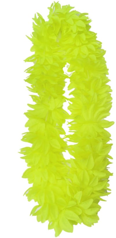 Partyxplosion Hawaii slinger - neon geel - 1 m - polyester - feestartikelen