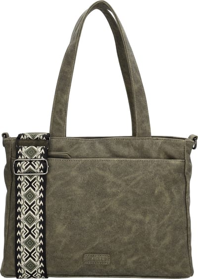 Beagles Malaga Hand & Schoudertas Shopper met Trendy Schouderband - Tote Bag - Dames Tas - Olijfgroen