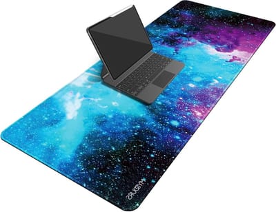 Grote Gaming Muismat voor Bureau, Stitched Randen en Rubber Basis, 100 x 40 cm, Galaxy Thema, Ideaal voor Gamers en Thuiswerkers