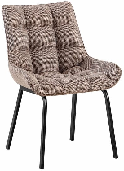 CLP Saranda Eetkamerstoel - klassiek - met zwart metalen frame - met rugleuning - Stof/terrabruin