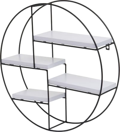 Wandplank MCW-K76, Hangende plank Zwevende plank, 4 planken Metalen massief hout Industrieel 45x45x11cm ~ wit