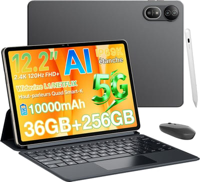 Tablette Blackview Mega 12 - 12,2 inch - Android 16 - 5G - 36GB RAM - 256GB ROM - 10000mAh Accu - 50MP+8MP Camera - Met toetsenbord en stylus - Grijs