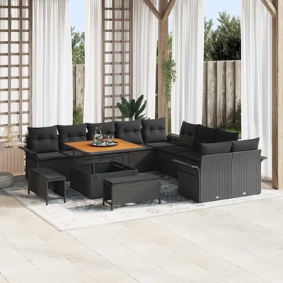 vidaXL - Tuinbank - Set - 13 - st - 12-Aantal - zitplaatsen - Zwart
