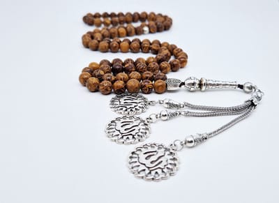 Handgemaakte tesbih "Tasbih" natuursteen "Jaspis van olifantenhuid" - Aantal kralen 99 - Diameter kralen 8MM - met metaal tassel "Allah Muzakhrafa" - Een mooi cadeau-idee