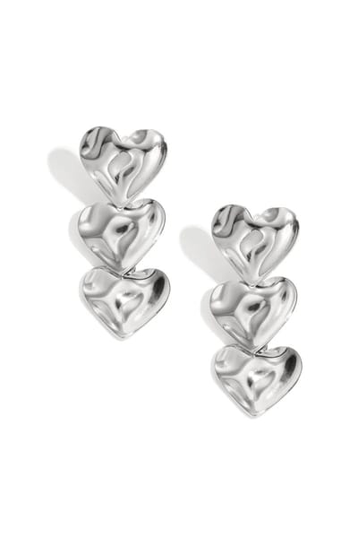 Hartvormige dangle oorbellen voor dames - lichtgewicht 304S-staal - casual en dagelijks - zilveren oorbellen - dames oorbellen - stainless steel (verkleurt niet) - cadeau voor dames - sinterklaas - kerst - moederdag - valentijn