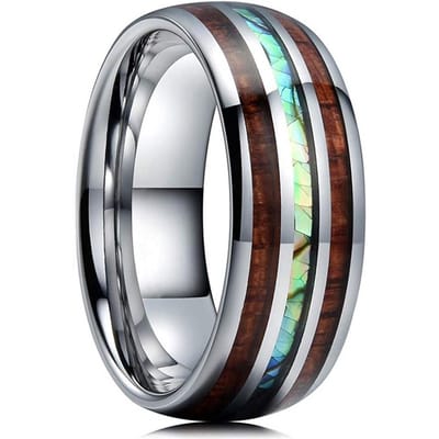 Heren Groene Aurora Nevel Roestvrij Staal Ring, Koperkleur Gepolijst met Malachiet Inleg, Punk Biker Sieraden Cadeau voor Hem 8 gray