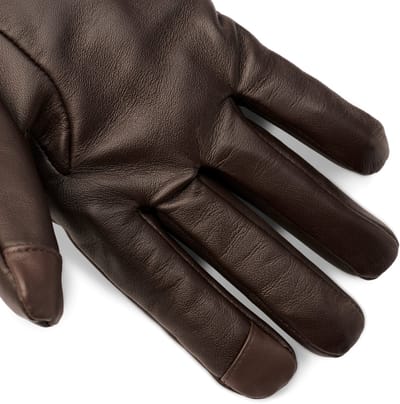 Bruine Geribbelde Leren Handschoenen voor Touchscreens