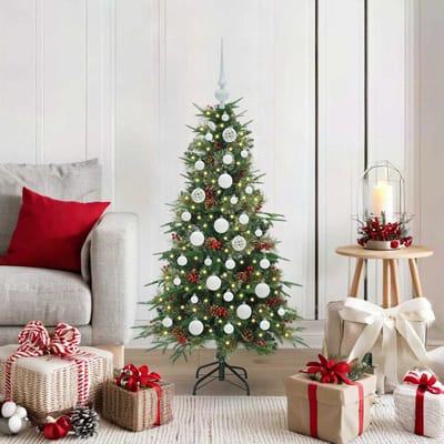 vidaXL - Kunstmatige - Hinged - Kerstboom - met - 150 - LED - Groen - 120 - cm - PE - en - PVC