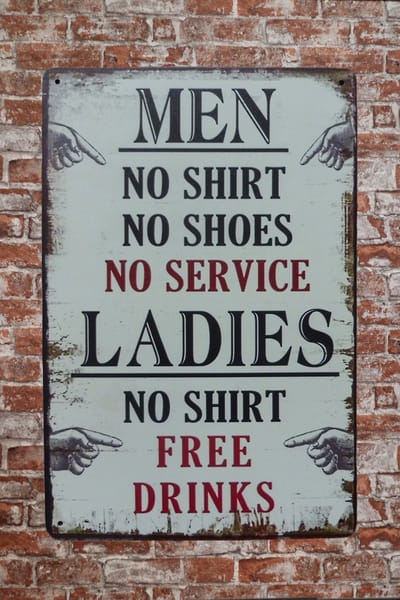 Wandbord - Men Ladies - Mancave - Mancave decoratie - Metalen wandbord - Tekst bord - Decoratie - Metalen borden - Bar decoratie - Vrouwen - Wand Decoratie - Metalen bord - 20 x 30 cm Cave & Garden