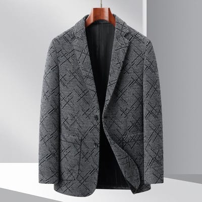 Herfst en Winter Nieuwe Chenel Jacquard Heren Casual Pakken Koreaanse Stijl Slim Pakken Trendy Enkele Pakken 4XL gray