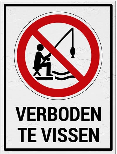 Verboden te vissen bord met tekst | Sign Again materiaal | 20 x 15 cm