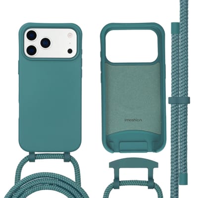 imoshion Hoesje - Geschikt voor iPhone 17 Pro - Color Backcover met afneembaar koord geschikt voor MagSafe - Donkergroen