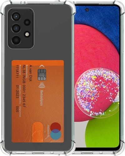 Smartphonica Telefoonhoesje Geschikt voor Samsung Galaxy A52s 5G met Pasjeshouder Doorzichtig Siliconen - Transparant TPU Shockproof Backcover Case with Card Slot geschikt voor Samsung Galaxy A52s 5G