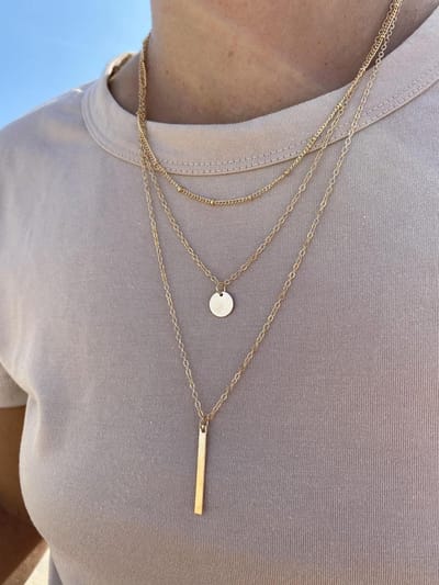 Joboly Bar Coin Muntje Bolletjes Multilayer Ketting - Dames - Dames - Goudkleurig - 45 cm