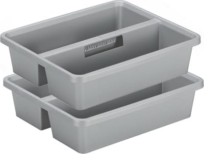 Sunware organiser - 2 stuks - kunststof - 44 x 35 cm - grijs - 2 vakken