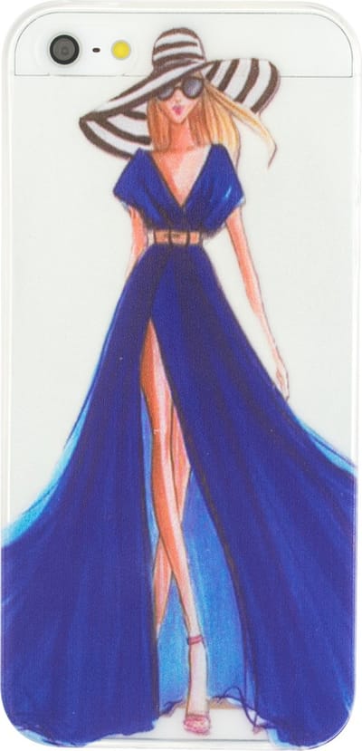 Peachy Meisje jurk elegant geschikt voor iPhone 5 5s SE 2016 TPU hoesje - Blauw Strepen - Doorzichtig