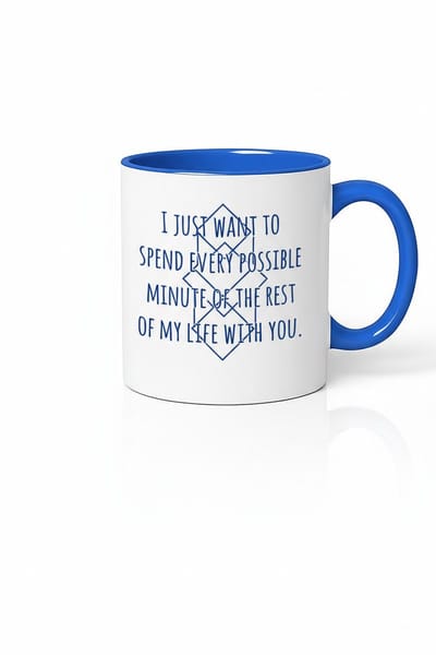 Romantische Mok 'I Just Want To Spend Every Possible Minute Of The Rest Of My Life With You' - Wit met Blauwe Details - Liefdes Cadeau