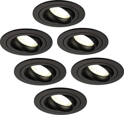 Ledvion - 6X LED Inbouwspot Tokyo - Zwart - Dimbaar - 3W - 4000K - Ø92 mm