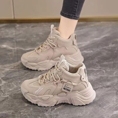 Dad Schoenen Dames Nieuwe Lente en Herfst Damesschoenen Ins Modieus Dikke Zool Alles-Match Zwart Fried Street High-Top Casual Sneaker 36 gray