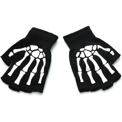 Unisex Half Finger Skull and Bones Halloween Handschoenen Glowing Vingerloze Handschoenen voor Wintergebruik