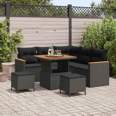 vidaXL - Tuinbank - Set - 8 - st - 5-Aantal - zitplaatsen - Zwart - Poly - rattan
