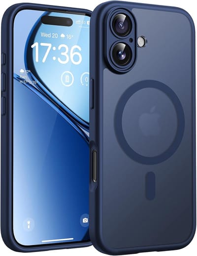 Hoesje Geschikt voor iPhone 17 - Geschikt voor MagSafe Telefoonhoesje - Donker Blauw - Casemania Matte Armor Magnetische Back Cover - Val/Stoot Bescherming met Camera Protection