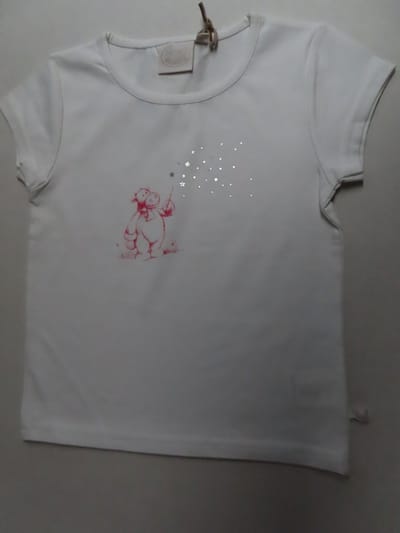 Noukie's - T shirt - Korte mouw - Meisje - Wit - Roze Lola fee - 4 jaar 104