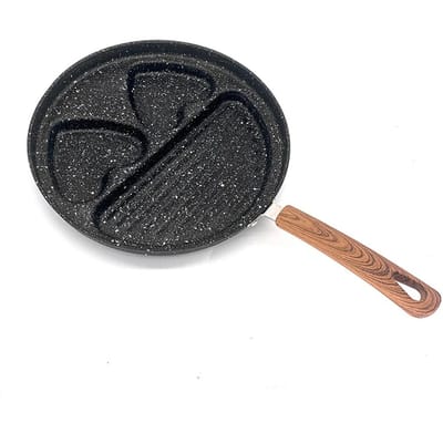 Poêle à frire à trois trous Love Mini poêle à omelette revêtue de qualité alimentaire Antiadhésive Résistante à l'usure Manche Ustensiles de cuisine Accessoires black