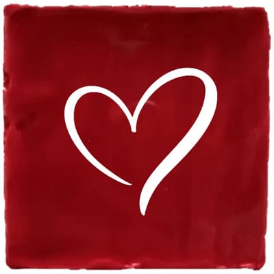 Gekleurd tegeltje - Hart icoon - Rood - Handgemaakte tegel | Spreuktegel | Tegeltjes met Spreuken | Tegeltjeswijsheid | Tegeltje tekst | Origineel cadeau