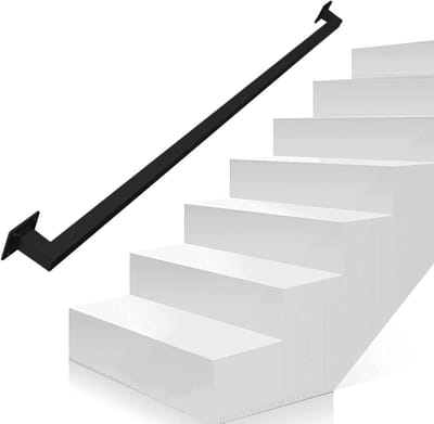 Muur trapleuning - Steunbeugel - Veilig traplopen - Verdikt smeedijzer - Tot 600 cm - Zwart
