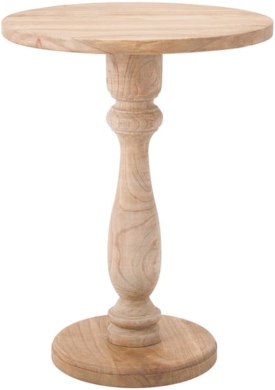CLP Adamsville Bijzettafel - rond - hout - 50 cm diameter - voor woonkamer en eetkamer - Mindihout met tafelblad - natura