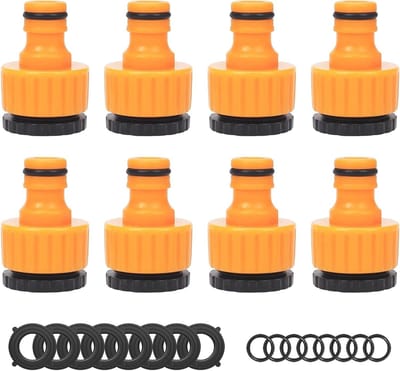 Set van 8 Tuinslang Koppelingen, 2-in-1 Adapter met 1/2 Inch en 3/4 Inch BSP Draad, Duurzaam ABS Kunststof voor Tuin en Waterkranen
