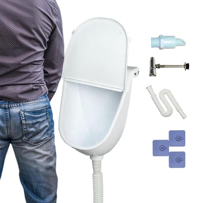 Wandurinoir met Deksel - Overloopbestendig Urinoir - Hygiënisch Werken - Innovatief Dekselmechanisme - 38.5x28.5x18 cm - Wit
