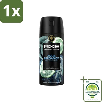 1 x Axe Deodorant Bodyspray Aqua Bergamot 150 ml - Aqua Bergamot Deodorant - Bodyspray - Geur - Lichaamsgeur Bescherming - Premium Geur