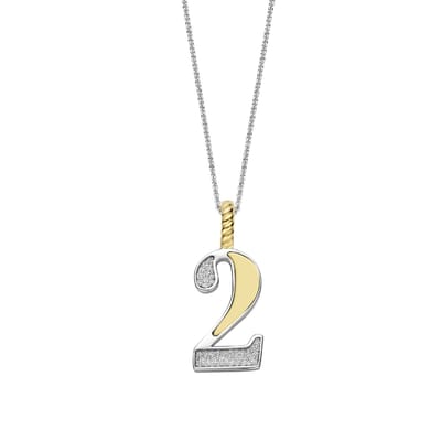 TI SENTO Dames Hanger - 925 zilver - Cijfer 2 - Zirkonia met geel verguld - 6841ZY_2