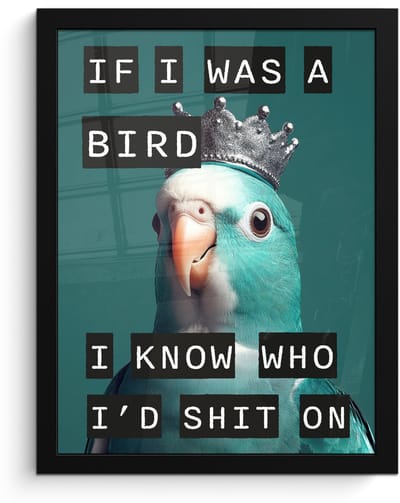 Poster in lijst - Fotolijst 30x40 cm - Posters - Parkiet - Turquoise - Quotes - Decoratie - Posterlijst zwart - Decoratie - Wanddecoratie woonkamer - Muurdecoratie slaapkamer