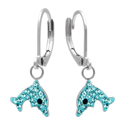 Oorhangers Kinderen Dolfijn - Chirurgisch Staal, Blauw, 7 mm
