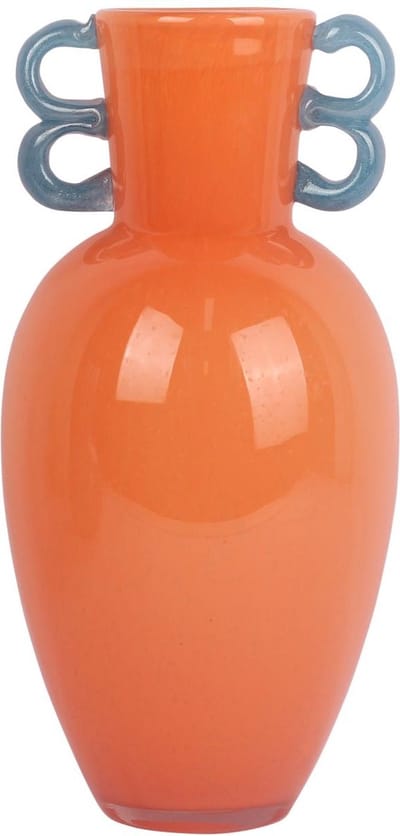 Present Time Vaas Fiesta - Oranje - 14.5x14.5x30cm - Glas - Scandinavisch - Bloemenvaas - Woondecoratie - Decoratieve vaas voor woonkamer of slaapkamer