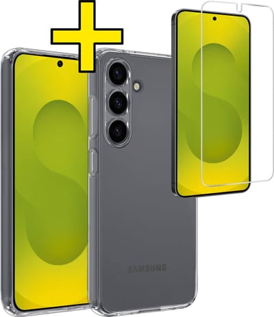 Hoesje - Met Screenprotector - Geschikt voor Samsung Galaxy S25 - Sterk & Shockproof - Back Cover - Siliconen Case - Telefoon Hoes - Telefoonhoesjes - Transparant