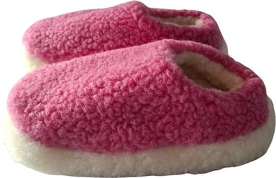 LuLu- Nordic Wollen Sloffen van 100% Schapenwol - Pantoffels met Antislip zool - Roze - Maat 37-38