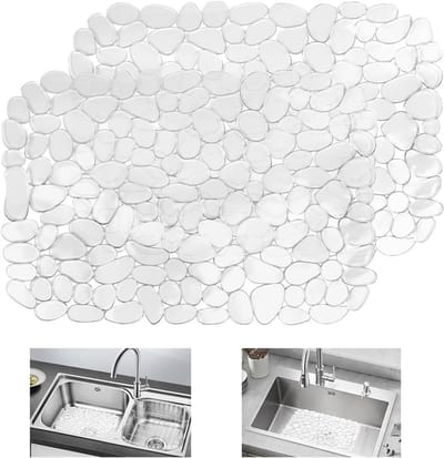 2 Stuks Antislip Gootsteenmat - Doorzichtige PVC Gootsteenbeschermer voor Keuken en Badkamer